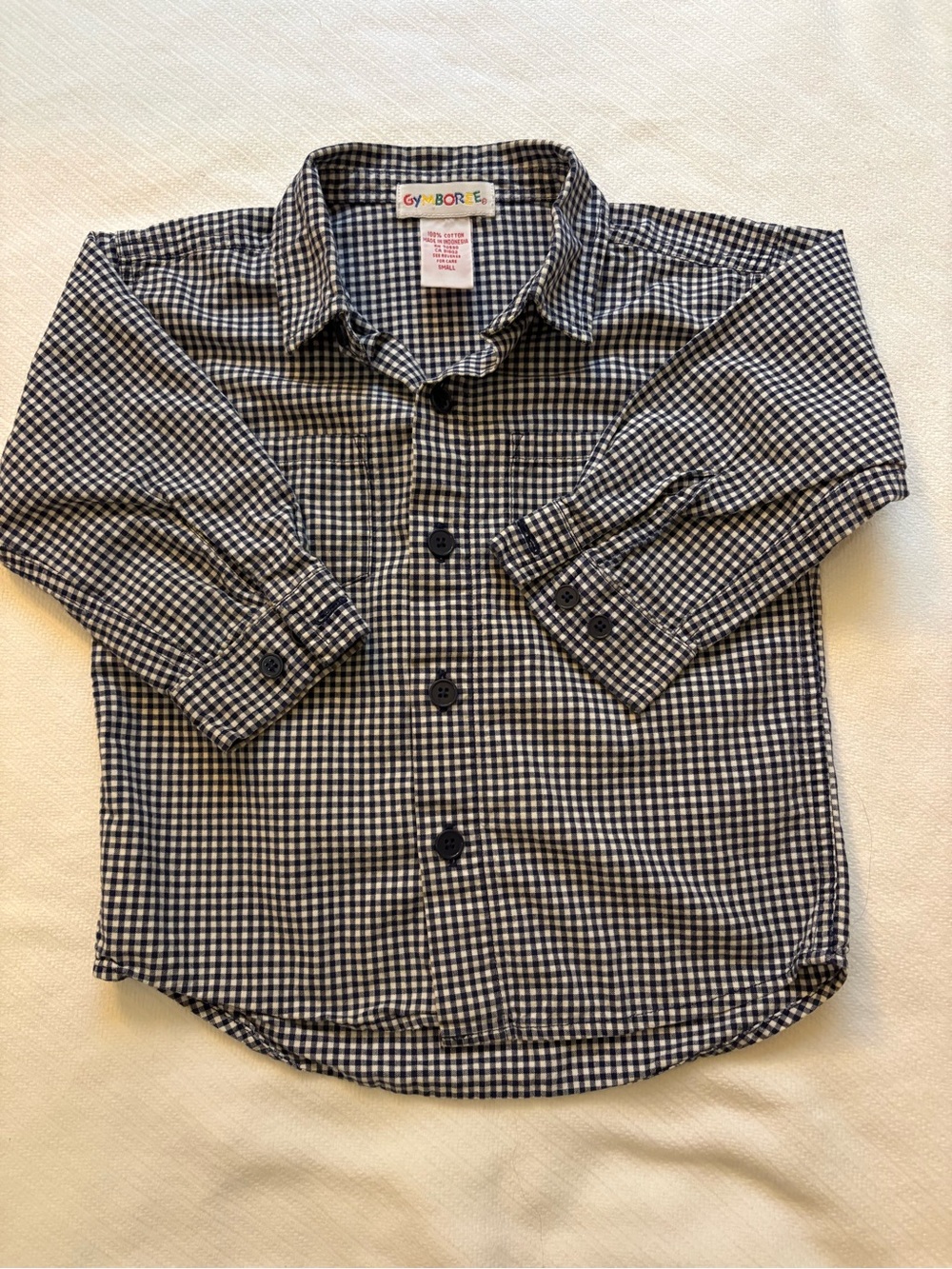 Vintage Gymboree Navy & White Gingham Button-Up Shirt